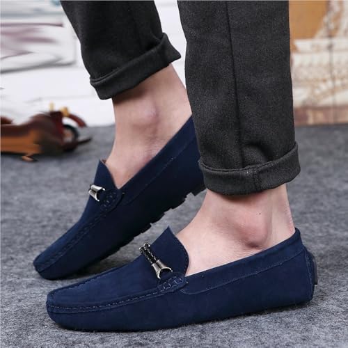 Mens Loafers Shoe Round Toe Nubuck Leather Moccasins Driving Style Slip Resistant Flat Heel Lightweight Outdoor Slip-On Boat Shoes4