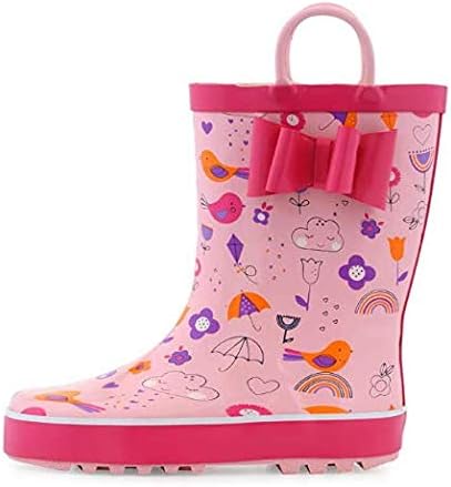 Amazon Kushyshoo 長靴 女の子 レインブーツ キッズ ハンドル 収納袋付き 雨靴 男の子 男女兼用 梅雨対策 アウトドア 通園 通学用 Kushyshoo レインブーツ