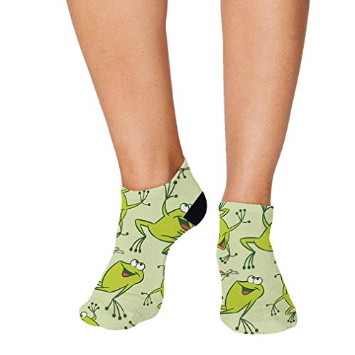 Seemless Pattern With Funny Frogs Men-Women Adult Ankle Socks Crazy Novelty Socks Polyester & Polyester Blend Single Sock