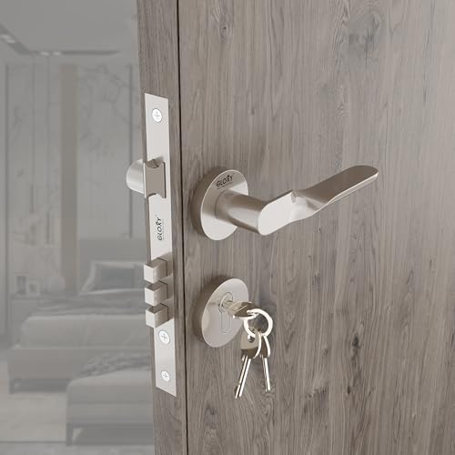 Image of GLOXY Mortise Door Locks for Main Door Lock Handle Set with Brass Lock Body Set with 3 Key Main Door Locks for Kitchen Balcony| Satin Finish (2 Years Warranty, Pack of 1)