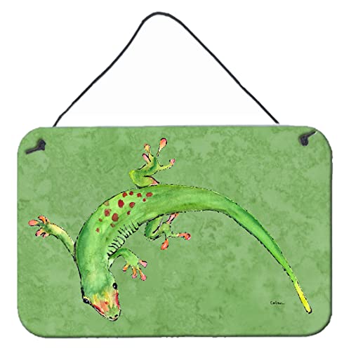 Caroline's Treasures 8887DS812 Gecko Wall or Door Hanging Prints Aluminum Metal Sign Kitchen Wall Bar Bathroom Plaque Home Decor, 8x12, Multicolor
