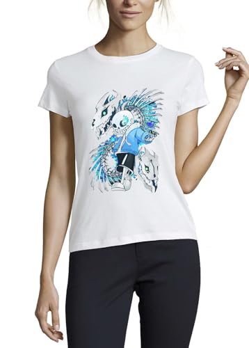 T-shirt Anime 198 femme blanc en coton col rond respirant