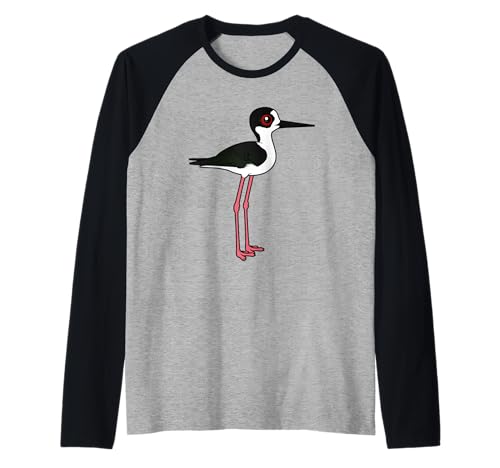 Cute Cartoon Black-winged Stilt Birdorable Leggy Bird Raglan Baseball Tee