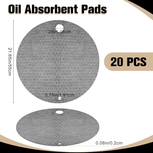 Image of AHIER 20PCS Oil Absorbent Pads, Oil Absorbing Pads for 55 Gallon Drums Barrel 22 inch Diameter Drum Lid Oil Mat with Holes, Gray