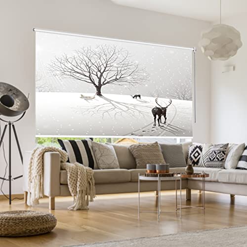 HEPPPP Store Enrouleur Blanc comme Neige Shade à Rouleau pour la Fenêtre/Porte, 100% Panne Stores à Rouleaux Tirez Les Nuances Stores de Fenêtre, Facile à Installer (Size : 140cmx240cm/55inx94in)