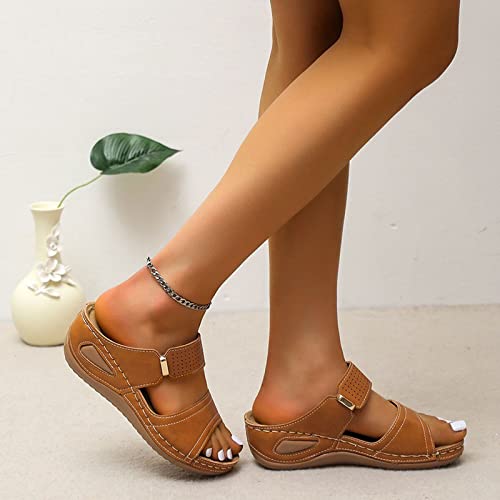 Sandals Summer Oversized Hollowed Out Metal Decorative Women's Sandals with Sloping Heels on The Outside Sandal(A,40)2