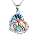 Produktbild YFN Mädchen und Pferd Halskette für Mädchen Sterling Silber Pferdeschmuck Pferd Geschenke für Frauen (Rose Horse Halskette mit Abalone Shell)