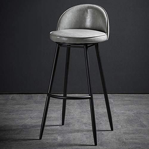 GSKD Taburete giratorio de piel sintética para comedor con respaldo alto sin respaldo con reposapiés, redondo, altura 65 cm, 75 cm, 1 paquete