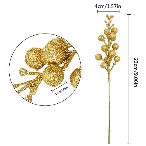 Martine Mall 20 Pcs 9” Christmas Golden Berry Stems, Christmas Artificial Golden Berry Picks, Fake Christmas Berry Branch For Christmas Tree Decoration Ornament Craft Diy Xmas And Home Decor #TOP4