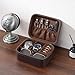 ProCase Travel Watch Case, 2 Slots PU Leather Mens Jewelry Box, Portable Watches Cufflinks Accessories Storage Case, Zippered Carrying Organizer Bag for Man, Valentine's Day Gift -Brown