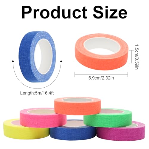 6 Rollen Neon Klebeband, Fluoreszierendes UV-Aktiv Tape, Leuchtklebeband für Schwarzlicht Party, Partydeko, Halloween, Bühnenmarkierung, Handwerk - Wasserfest & Schreibbar (5m x15mm)
