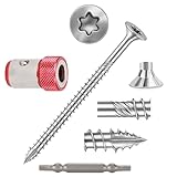 Wood Screws #10 × 3 inch Torx Star Drive Deck Screws Flat Head M5 × 75 Countersunk T25 Self Tapping Thread Cut 50pcs Carbon Steel Galvanized (50PCS/Small Box)