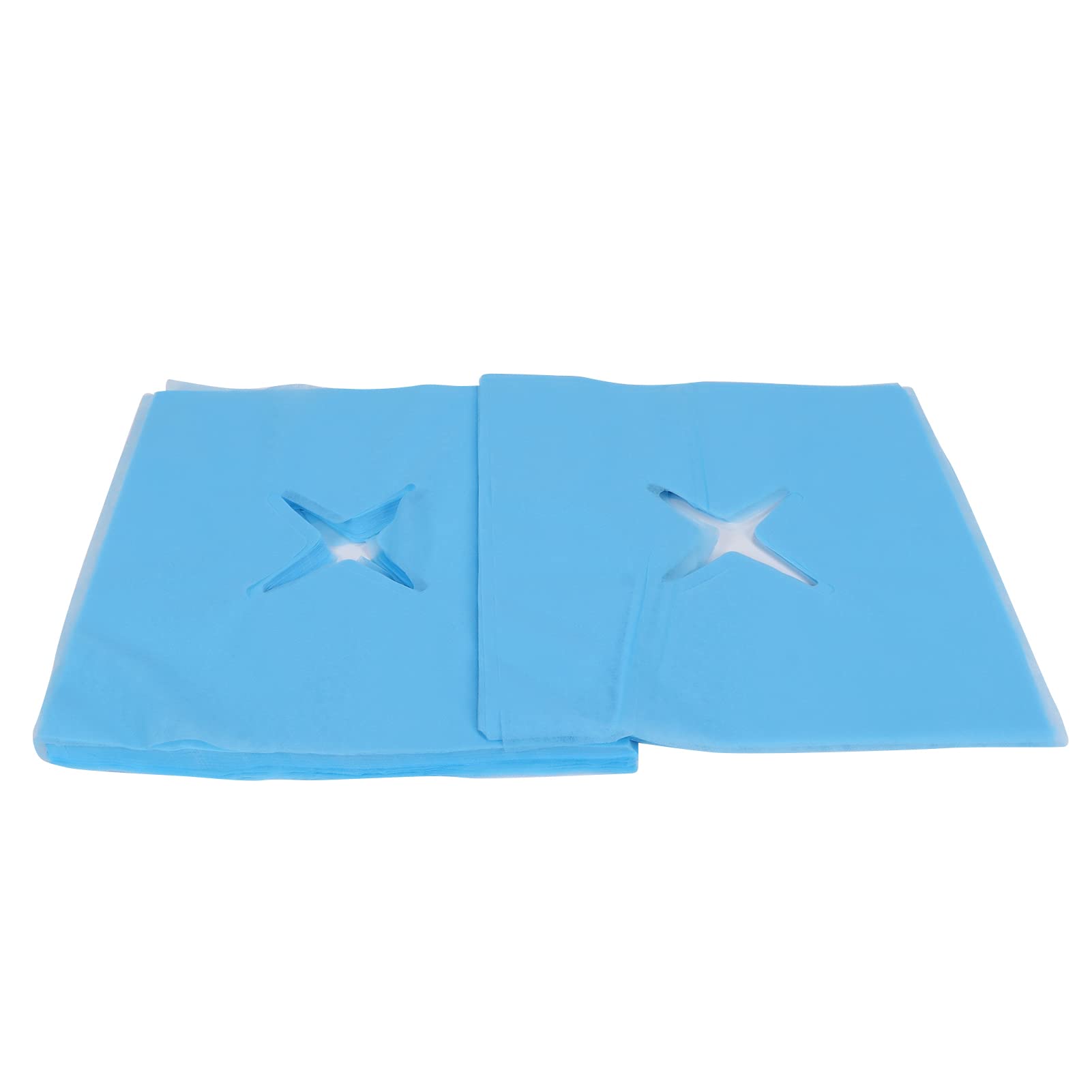 100pcs Disposable Face Cradle Covers, Hole Design Good Water Absorption SPA Towels Massage Face Covers/Headrest Covers for Beauty Salons(Blue)