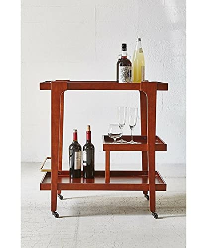 Image of Sheesham Wooden Folding Bar /Serving /Service Trolley (Teak Wood Shade)