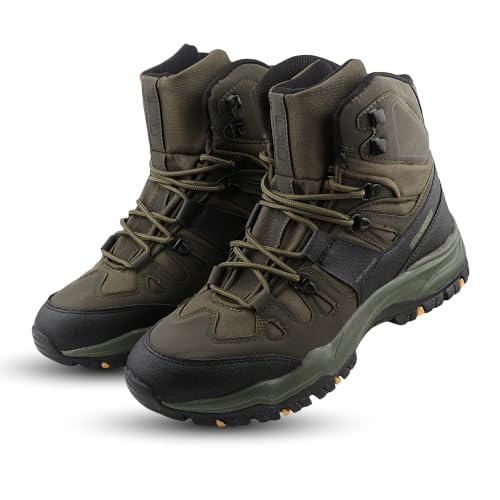 Image of FUEL Force Men's High-Ankle Boots | Rugged & Durable Synthetic Upper | Cushioned Footbed | EVA + Rubber Sole | Lace-Up Boots for Outdoor, Trekking, Hiking, Riding, Travel & Regular Use