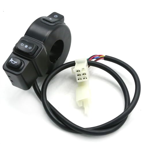 Image of UOIENRT 7 /8 inch 22MM Handlebar Switch, Black Handlebar Switch Horn, Plastic Electronic Turn Signal Switches for Motorcycle Electric Scooter ATV