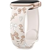 Lerobo Floral Band Compatible with Apple Watch Bands for Women 40mm 41mm 38mm 42mm 44mm 45mm 46mm, Cute Bow iWatch Bands Soft Silicone Sport Strap for iWatch Series 11 10 9 8 7 6 5 4 3 2 1 Ultra SE