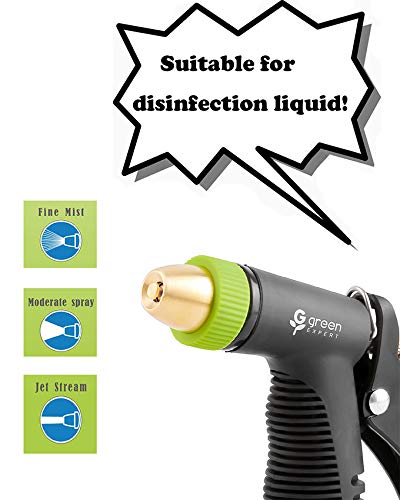 Green Expert Metal Garden Hose Nozzle with Thermoplastic Housing and Brass Tips Heavy-Duty Water Sprayer High Pressure Jetting for Car Washing Home Cleaning Garden Irrigation, 479902