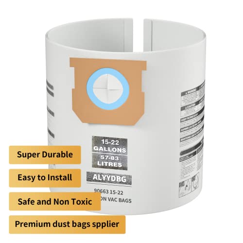 Image of for Shop Vac Bags 15-22 Gallon, Type G 90663 9066300; Type J 90673 9067300 and VF2008 High-Efficiency Disposable Dust Collection Vacuum Filter Bags 5 Pack