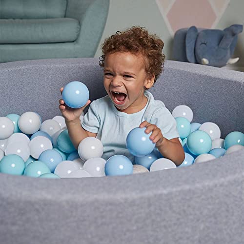 Amuya Ball Pit Balls Pack of 50, BPA Free Plastic Ball Crush Proof Ocean Balls for Kids, 3 Kinds of Color Balls Include a Reusable Net Bag