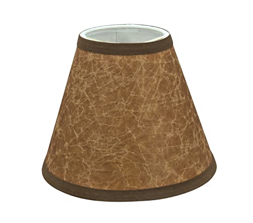 Image of Aspen Creative 32117-5A Small Hardback Empire Shape Chandelier Clip-On Lamp Shade Set (5 Pack), Transitional Design in Dark Brown, 6 inch bottom width (3 inch x 6 inch x 5 inch)
