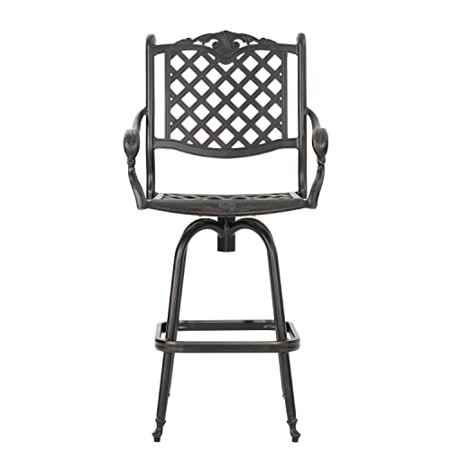 Christopher Knight Home Avon Outdoor Cast Aluminum Bar Stool, Shiny Copper #TOP27