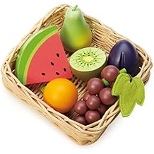 Tender Leaf Toys - Fruity Basket - Pretend Food Play Supermarket Shopping Game Accessories Educational Learning Toys for Children 3+