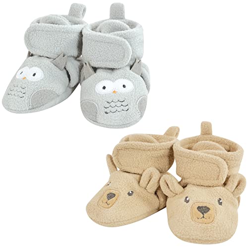 Image of Hudson Baby Unisex Baby Animal Fleece Booties 2-Pack