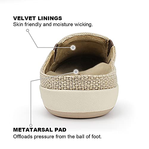 Plantar Fasciitis Slippers For Men With Arch Support, Canvas Orthotic Slipper For Men, Slip On Clog House Slipper With Indoor Outdoor Anti-Skid Rubber Sole, Beige, 11.5 #TOP1