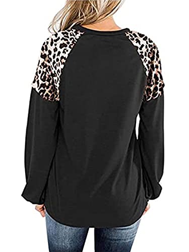 Eledobby Donna Felpa Leopardata Baggy Manica Lunga...