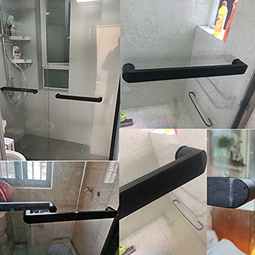 Barre de serviette de salle de bain robuste en inox noir mat style luxe 440mm