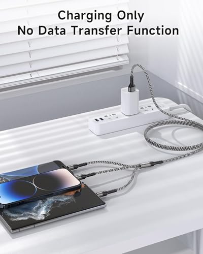 Kabel RAVIAD Multi USB [2 szt. 2 m] Uniwersalny kabel 3 w 1 do szybkiego ładowania z kablem Micro USB typu C Lightning do iPhone'a 16/15, Galaxy S25/S24, LG, HTC - szary