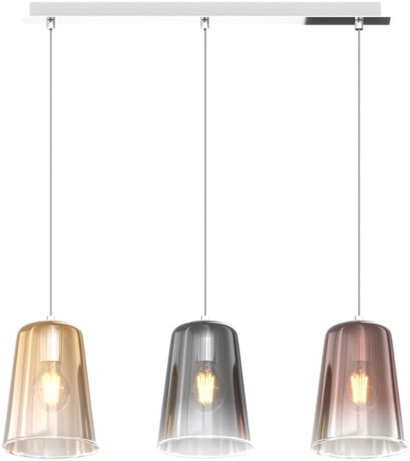 Top Light Hedendaagse hanglamp rechthoekig Shaded metaal chroom glas meerkleurig 3 lampen E27