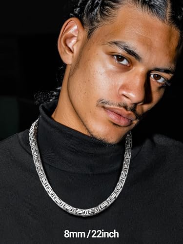 PROSTEEL 4MM/6MM/8MM Stainless Steel Necklace for Men, Stylish and Cool, Byzantine Chain Black Gold Silver Tone, 18-30 Inches, Come with Box3