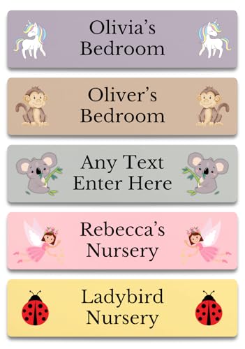 Image of Childrens Bedroom Door Sign - Custom Made Plaque Personalised Metal Sign, Boys Room, Girls Room, Pastel Colour Options & Multiple Uses, Name, Text, Kids, Nursery Walls, Back to School