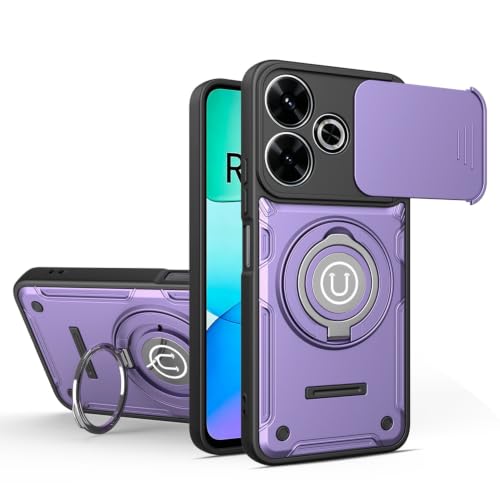 Coque Xiaomi Redmi 13 5G antichoc avec protège-caméra coulissant violet
