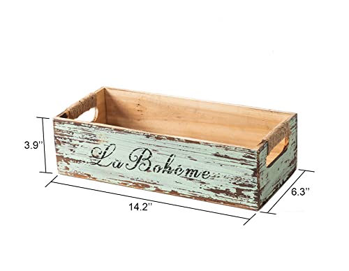 Timris Farmhouse Distressed Wooden Storage Box, Rustic Bathroom Decor Box, Decorative Toilet Tank Basket Nice Butt, Vintage Countertop Organizer Box With Handles (Distressed Green) #TOP6