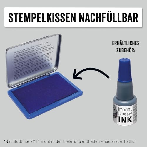 Imprint Handstempelkissen 9073M für den täglichen Bedarf zu Hause und im Büro – 1 Stempelkissen blau, robuster Metalldeckel, wasserbasierte Tinte, Größe 12,5x8 cm, optimal für Handstempel geeignet