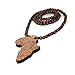 Baoyi Jewelry New Africa Map Wooden Hip-hop Wooden Pendant Piece Wood Bead Chain Good Wood Style (Brown)