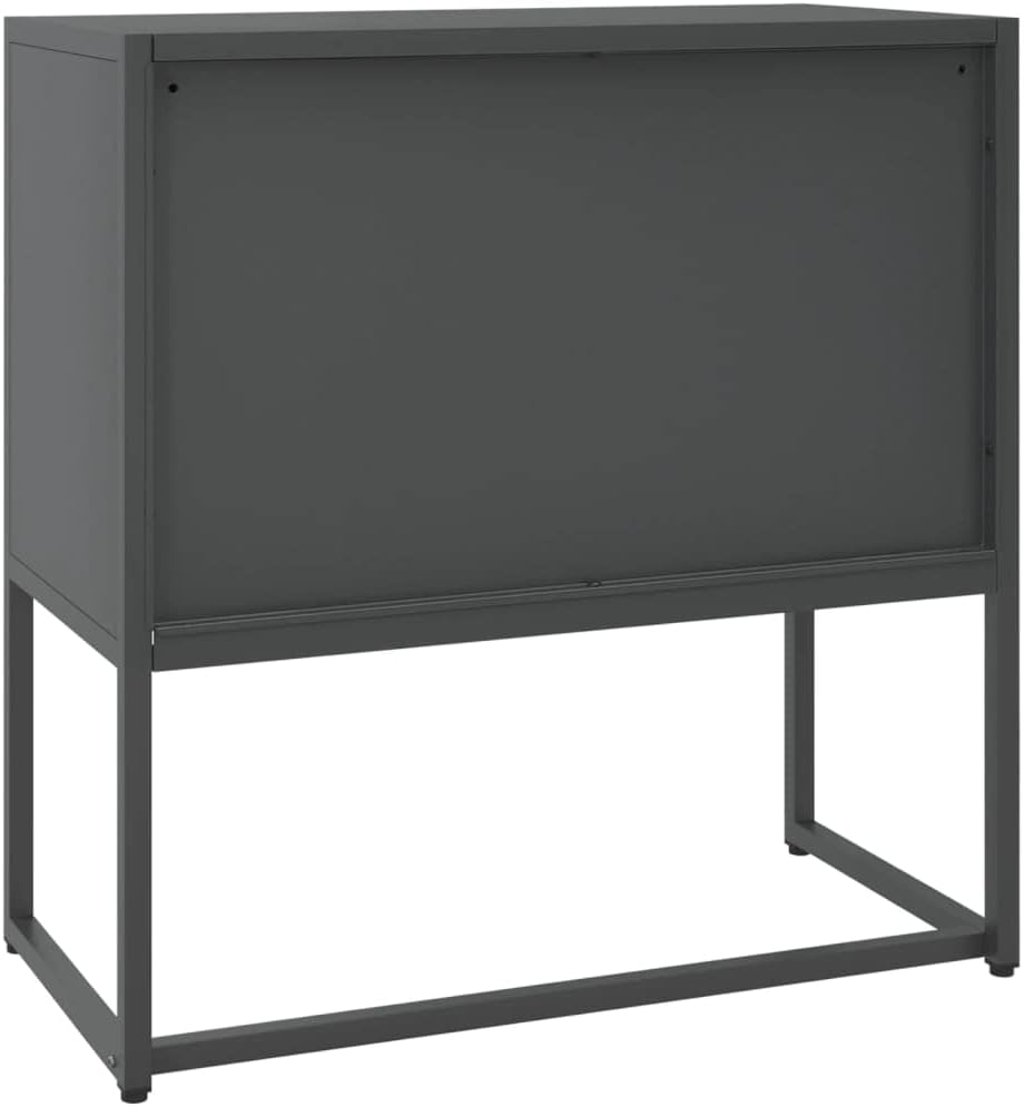 Anthracite Steel Sideboard with Adjustable Levelers, Modern Storage Cabinet for Living Room Dining Room Hallway, Durable Steel Construction and Sleek Finish