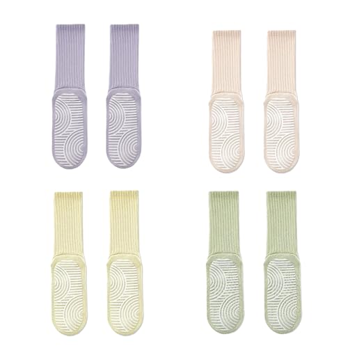 Kynoeen Grip Socks for Women - 4 Pairs Pilates Yoga Socks with Non Slip Grippers for Barre Hospital
