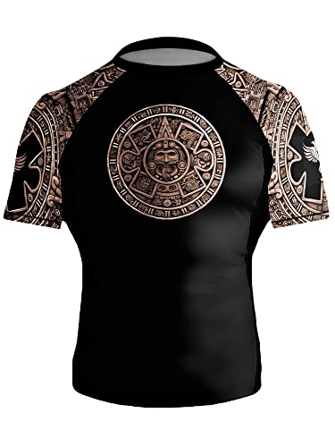 Raven Fightwear Men's Aztec Ranked Jiu Jitsu BJJ Rash Guard Short Sleeve MMA2