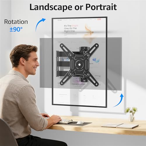 Image of MOUNTUP UL Listed TV Monitor Wall Mount Swivel and Tilt for Most 14-42 Inch LED LCD Flat Curved TVs, Full Motion Wall Mount TV Bracket with Articulating Arm, Max VESA 200x200mm up to 33lbs, MU0029