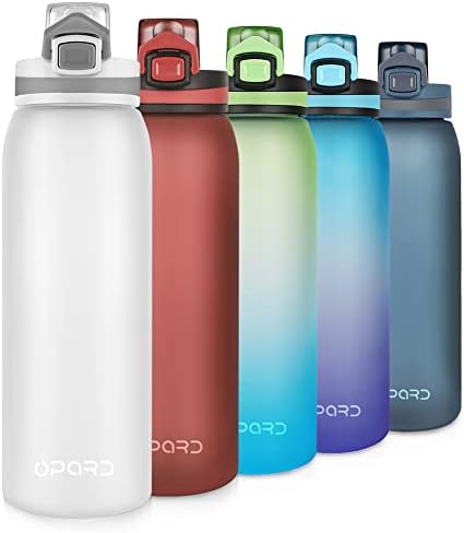 Opard Sports Water Bottle, 900ml BPA Free Non-Toxic Tritan Plastic Drinking Bottle with Leak Proof Flip Top Lid for Gym Yoga Fitness Camping