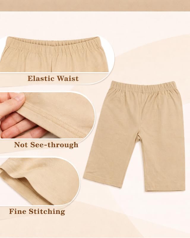 KETKAR Girls Cotton Shorts Pack of 3 | Soft Cotton Regular Fit Multicolour Shorts | Stretchable & Breathable Fabric |Home & Casual Use_Beige,8-9 Years 3
