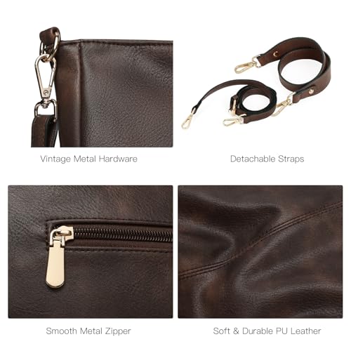 Image of GOIACII Hobo Bags for Women, Soft Leather Shoulder Crossbody Purse, Ladies Large Casual Tote Handbag Multi Pocket