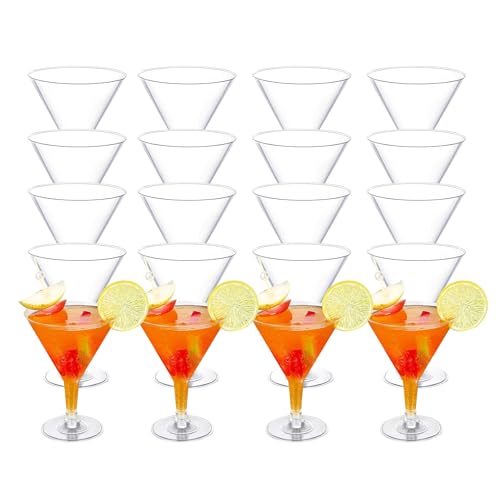 Perla, 48 Bicchieri da Martini in Plastica, Bicchiere Martini Trasparente, Calice Martini 210 ml Riutilizzabile, Bicchieri per Dessert per Compleanni, Matrimoni, Buffet