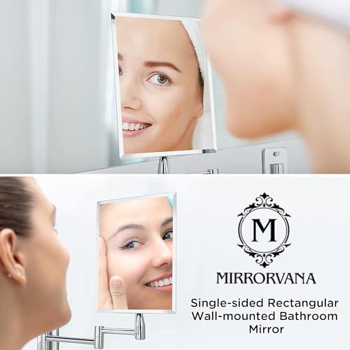 MIRRORVANA Frameless Wall Mount Mirror for Bathroom with 11" Extension Swivel, No Magnification - Image 4