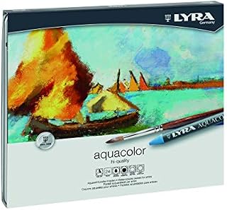 LYRA 5611240 Aquacolor Fine Art Water-Soluble Wax Pastel Set, 24 Assorted Colours with 1 Brush, Ideal for Professionals & Students