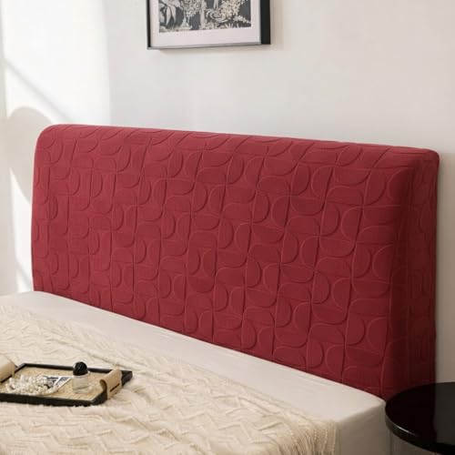 Image of HOMETHREADS Stretchable Lycra /Velvet Headboard Cover | Soft, Dust-Proof & Wrinkle-Resistant Bed Back Protector | Fits Leather, Wooden & Fabric Bedsides | for 7ft to 7.5ft Beds (Maroon, 205x65Cm)